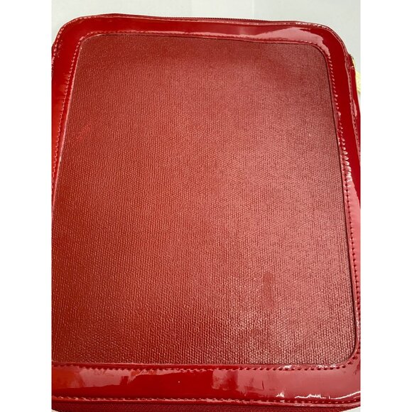 Steve Madden Red Faux Leather Glossy Zippered Tablet Case With Gold Logo Plate - Picture 8 of 14